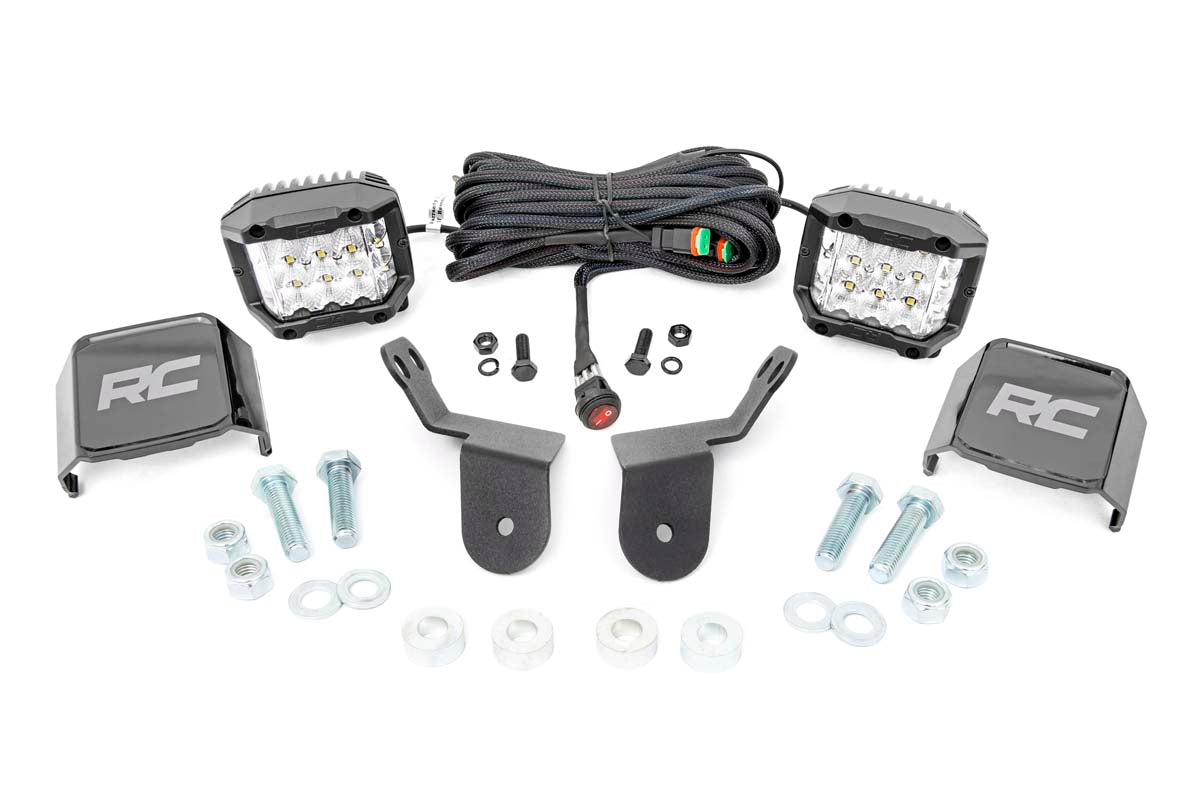 LED Light | Cage Mount | 2" Chrome Pair | Wide Angle | Honda Pioneer 1000 (16-22)